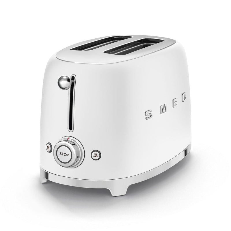 Smeg 50's Retro Style Wide Slot Pop Up Electric Toaster with 6 Settings, 2-Slice, Matte White H3