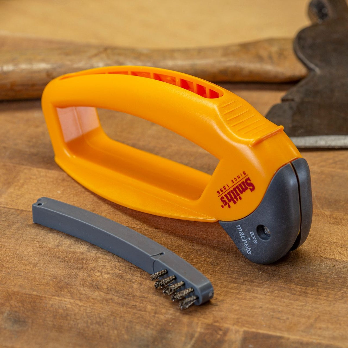 Smiths Axe and Machete Hand Sharpener with Soft-Grip Handle