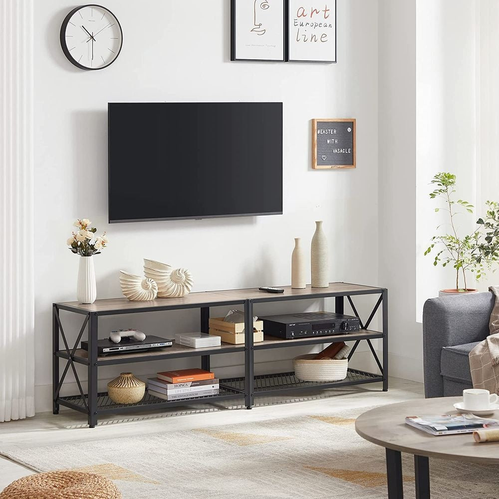 Songmics Home 70-in 3-Tier Industrial Greige/Black TV Stand