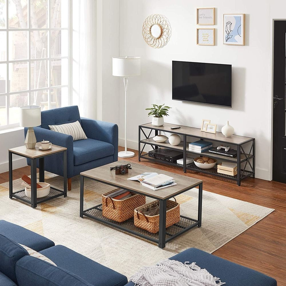 Songmics Home 70-in 3-Tier Industrial Greige/Black TV Stand