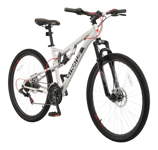 Stratus Parallax Dual-Suspension Mountain Bike, 27.5-in Wheel, Silver Q9