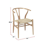 Take Me Home Wishbone Wood Dining Chair with Woven Seat, Natural