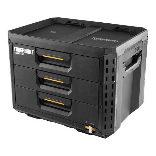 ToughBuilt StackTech XL 3-Drawer Auto-Locking Portable Modular Tool Box, Black G6