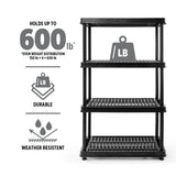 TuffStore 4-Shelf Resin/Plastic Storage Rack/Shelving Unit, 36 x 18 x 54-in