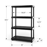 TuffStore 4-Shelf Resin/Plastic Storage Rack/Shelving Unit, 36 x 18 x 54-in