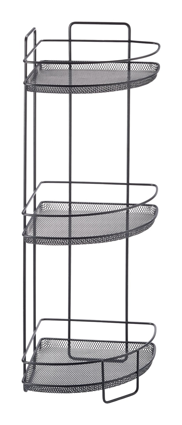 Type A 3-Tier Perforated Corner Storage Rack, Black T5