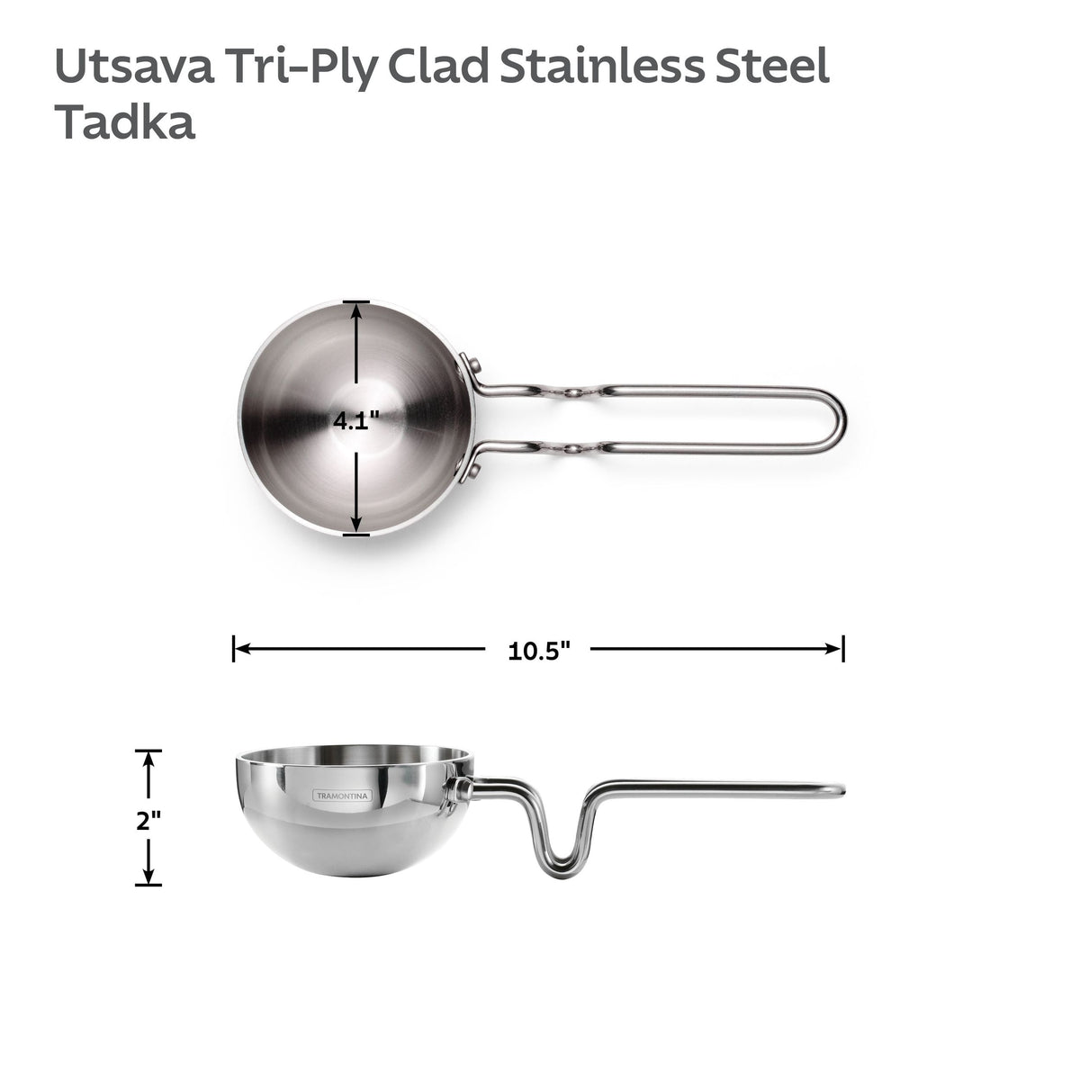 Utsava 9.35 Ounce Tri-Ply Clad Stainless Steel Tadka Pan