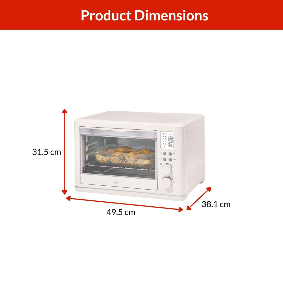 Vida by PADERNO Digital Multi-Functional Air Fryer Toaster Oven with 11 Pre-Set Functions, Shortbread, 6-Slices