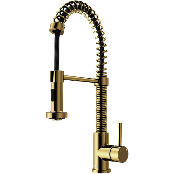 VIGO Edison Single Handle Pull Down Sprayer Kitchen Faucet, Matte Gold Q6