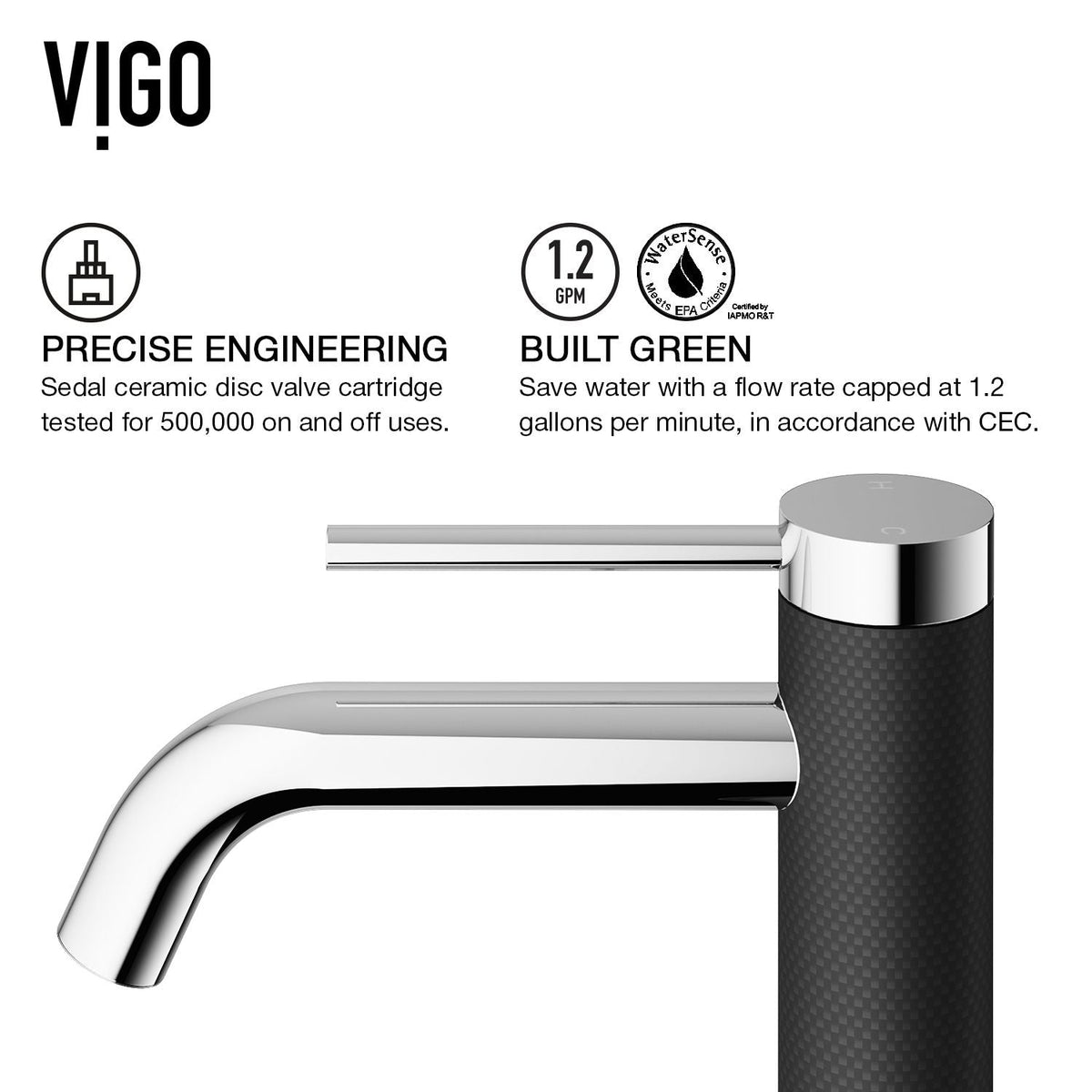 VIGO Lexington Single Handle Vessel Sink Bathroom Faucet with cFiber© Body, Chrome