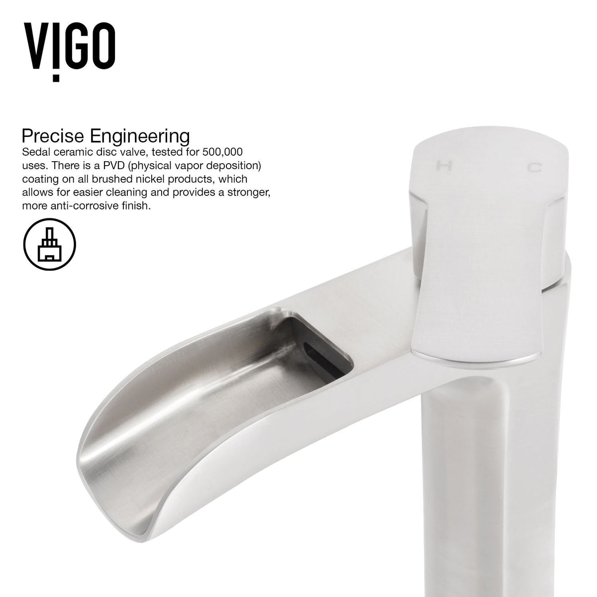 VIGO Niko Single Handle Vessel Sink Bathroom Faucet with Deck Plate, Brushed Nickel