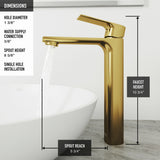 VIGO Norfolk Single Handle Vessel Single Hole Bathroom Sink Faucet, Matte Gold