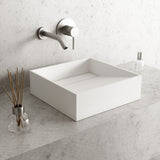 VIGO Starr Modern MatteStone 15x15-in Deep White Bathroom Sink/Basin with Square Vessel