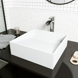 VIGO Starr Modern MatteStone 15x15-in Deep White Bathroom Sink/Basin with Square Vessel