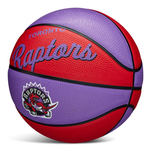 Wilson NBA Toronto Raptors Kids' Mini Outdoor Basketball, Size 3 (22.5-in), Purple/Red H1
