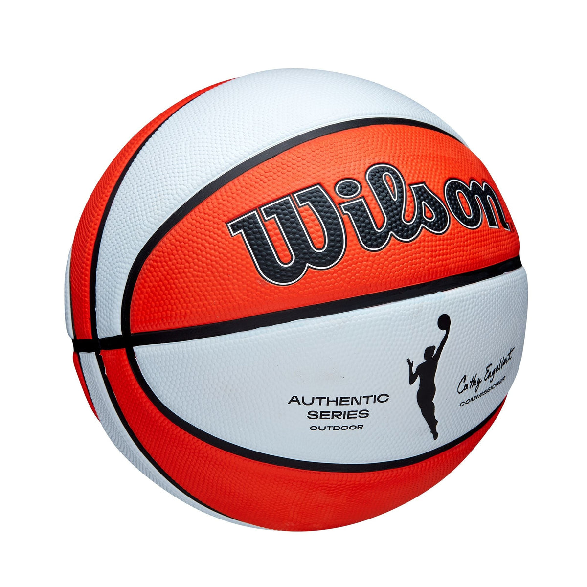 Wilson WNBA Authentic Series Youth Kids' Outdoor Basketball, Size 6 (28.5-in), Orange/White
