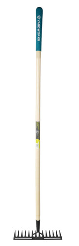 Yardworks 14-in Wide Metal 14-Tine Head Rake, 48-in Hardwood Shaft