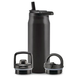 Zulu Core Vacuum Insulated Stainless Steel Bottle, 32-oz, Black, with Multi Lid