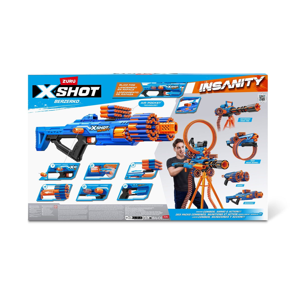Zuru X-Shot Insanity-Series 1 Berzerko Dart Blaster with 96 Darts, 2-pk, Ages 8+